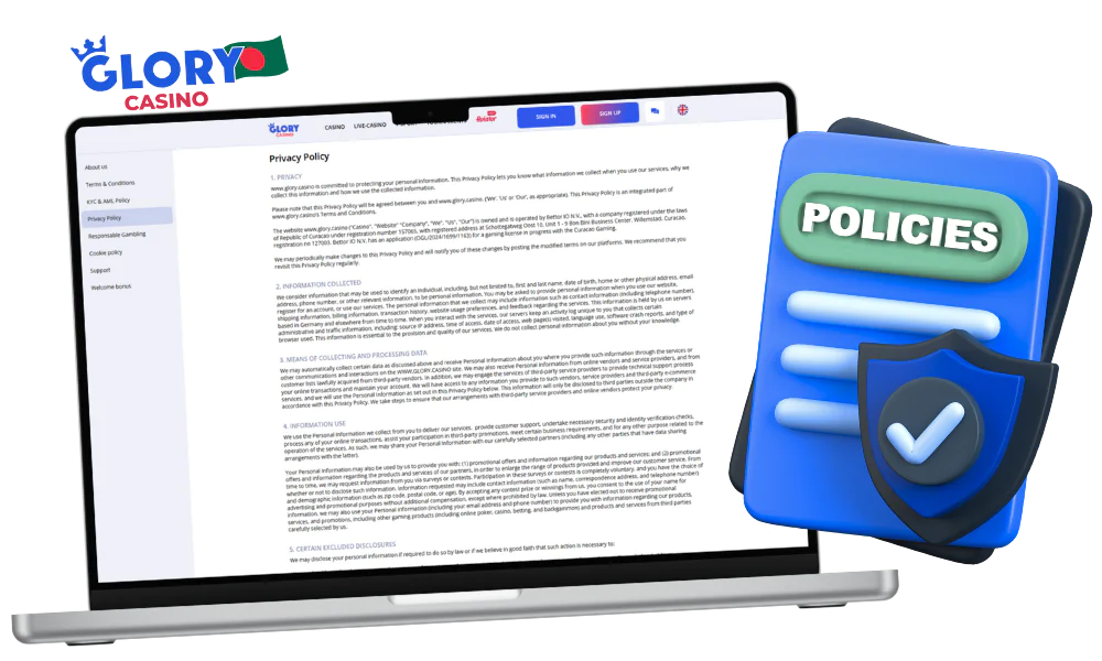 Glory Casino has a privacy policy in place for all users
